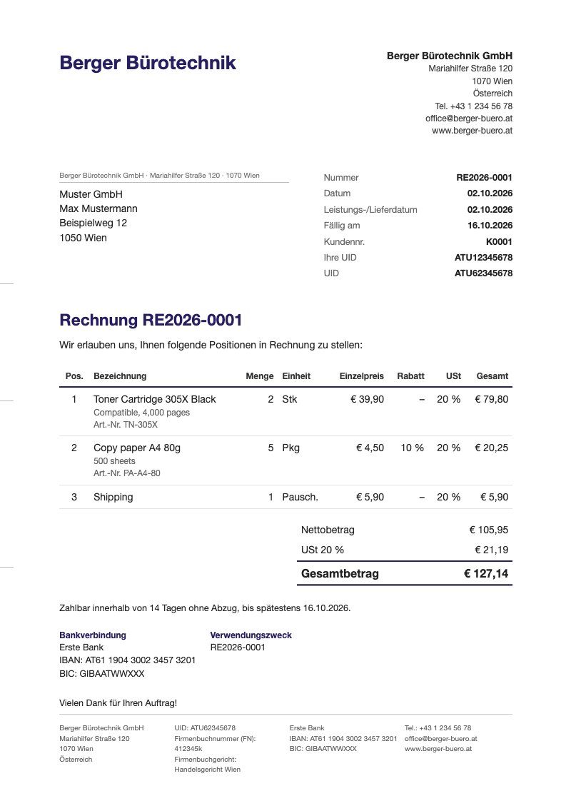 Rechnung Klassisch