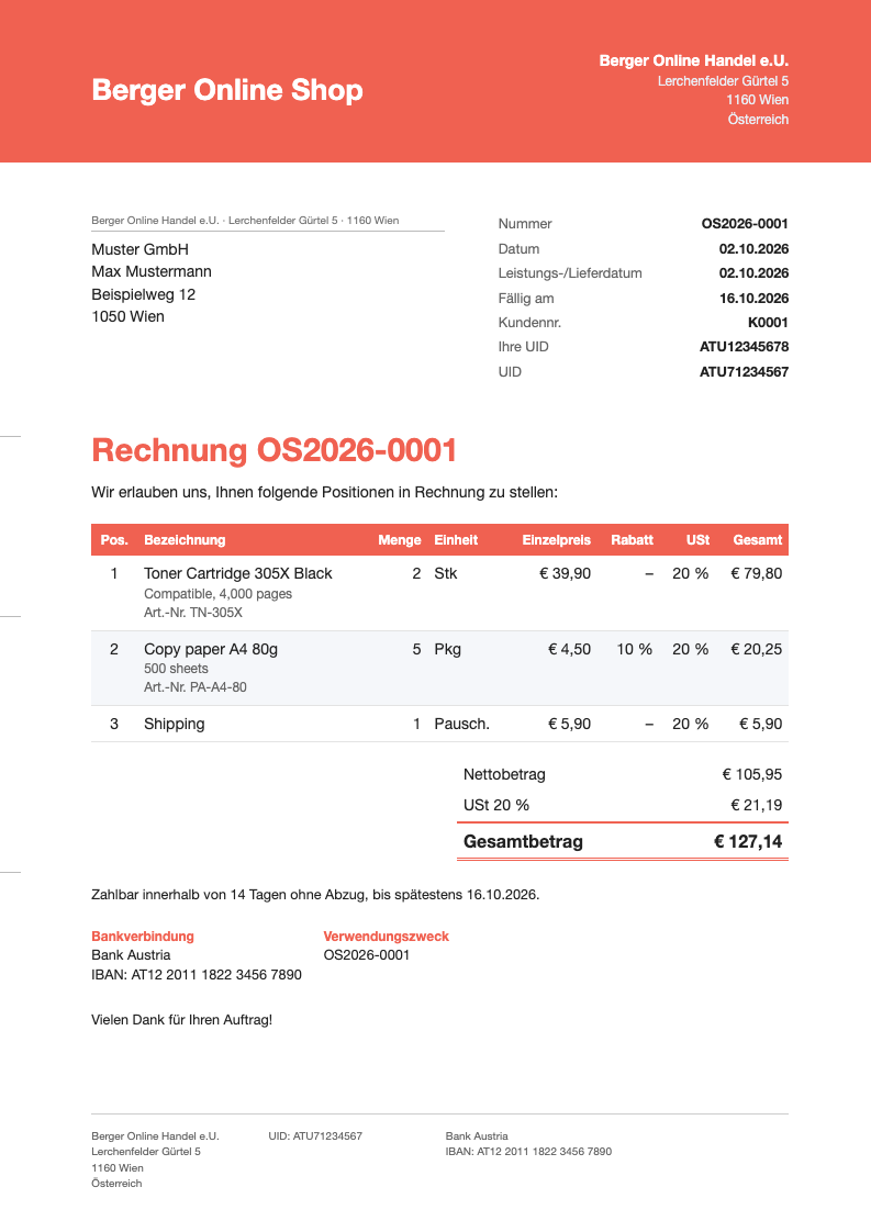 Rechnung Modern